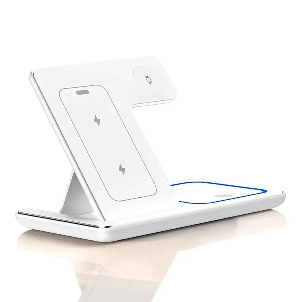 3 in 1 Wireless Charger Stand 30W LED Foldable Wireless Charger For iPhone 16 15 Pro Max iWatch 8 7 Airpods Charge Dock Station