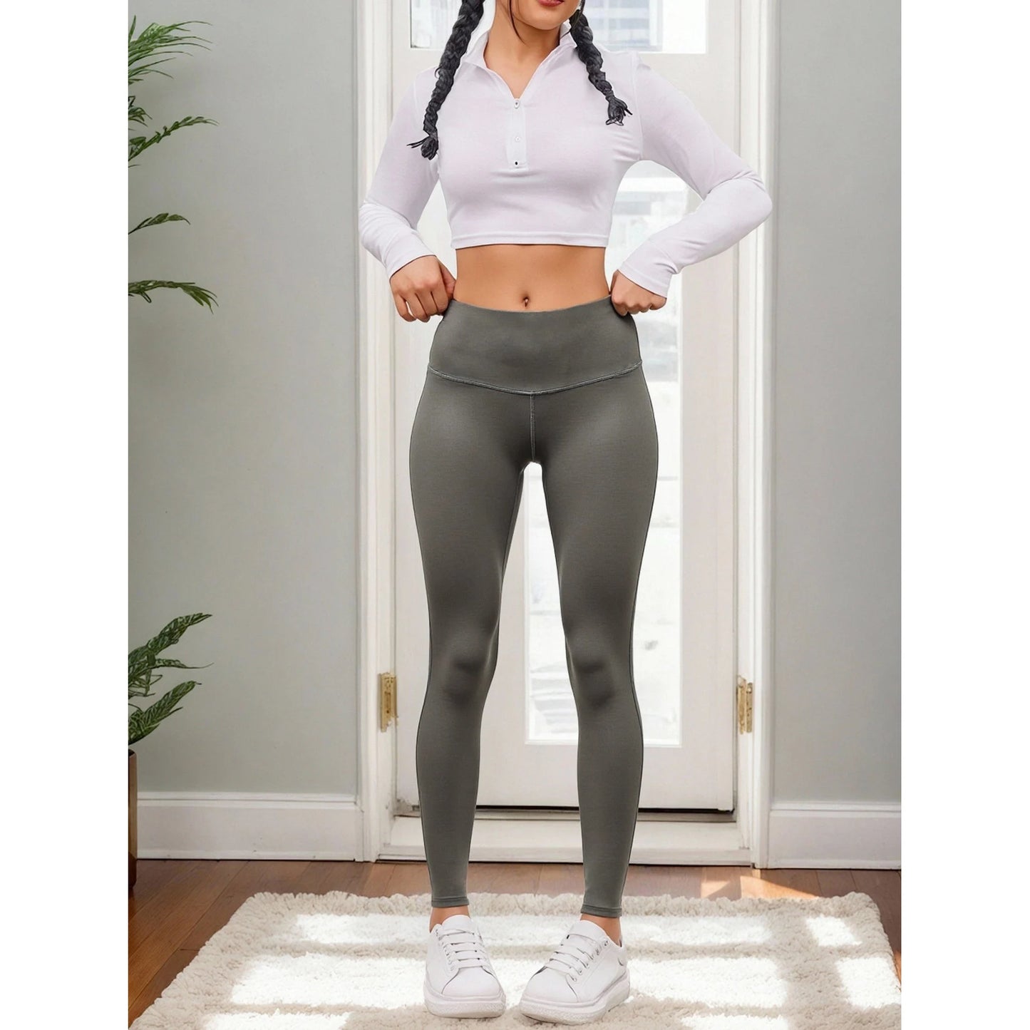 Womens High Waist Seamless Leggings Comfortable and Stylish Spandex/Nylon Activewear for Workout Yoga XS Size Solid Pattern