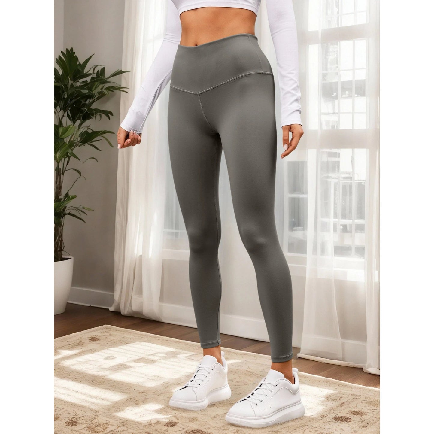 Womens High Waist Seamless Leggings Comfortable and Stylish Spandex/Nylon Activewear for Workout Yoga XS Size Solid Pattern