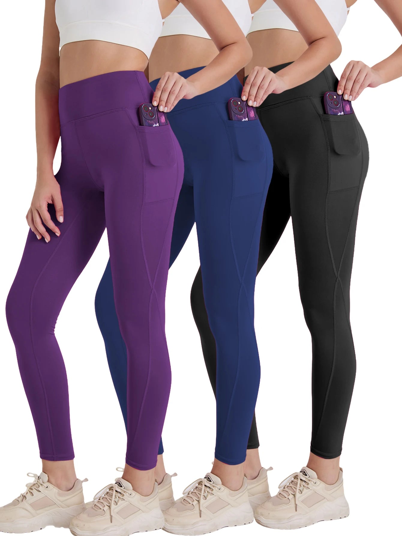 3 Pack Womens Yoga Pants with Pockets Active Fitness Leggings for Activity Wear