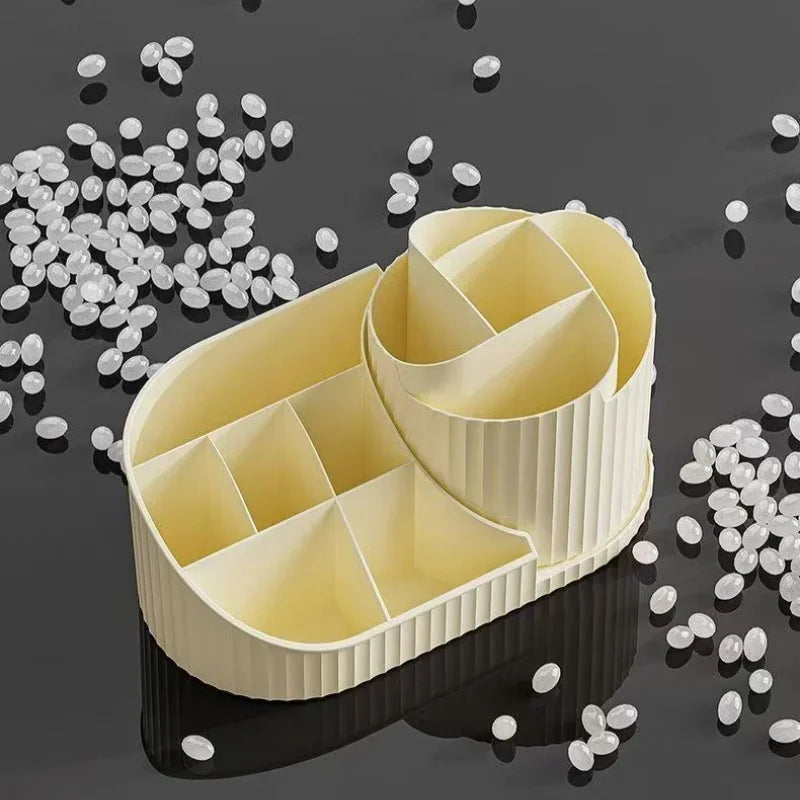 360° Rotating Vanity Makeup Organizer with Brush Holder, Large Spinning Cosmetic Storage for Skincare, Perfumes and Lotions