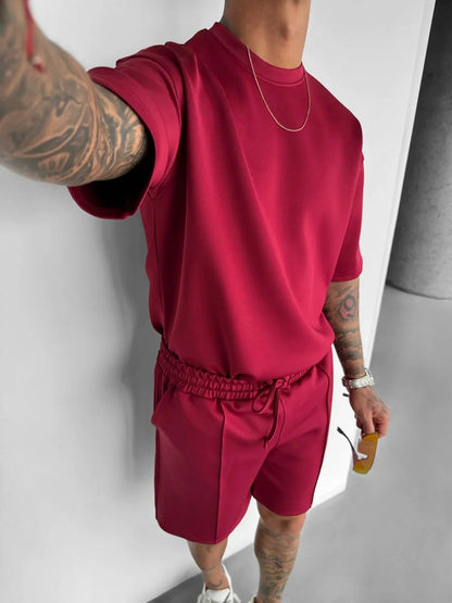 Men 2025 summer fashion sports design sense simple casual solid color quick drying short-sleeved T-shirt trend clothes