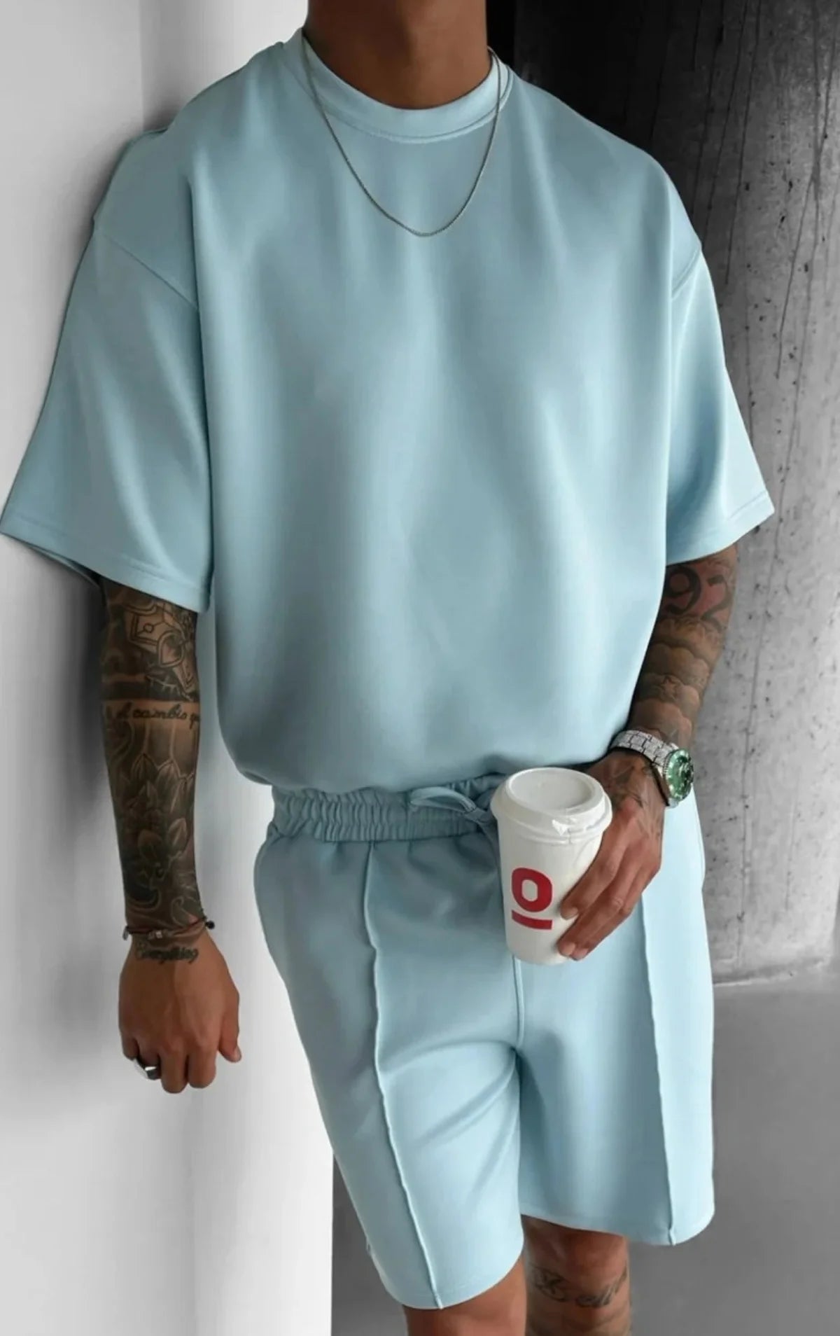 Men 2025 summer fashion sports design sense simple casual solid color quick drying short-sleeved T-shirt trend clothes