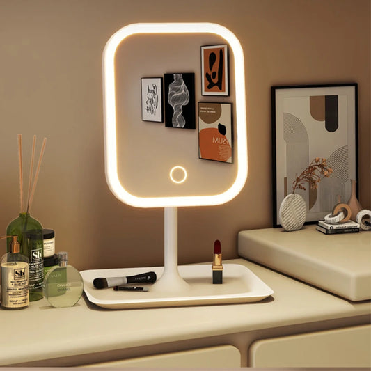 Niche Modern Desktop Vanity Mirror 3 Color Light LED Makeup Mirror Touch