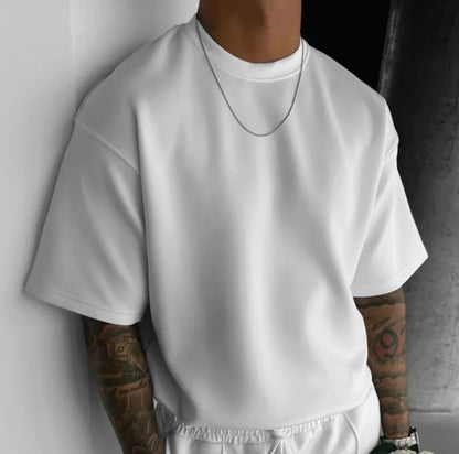 Men 2025 summer fashion sports design sense simple casual solid color quick drying short-sleeved T-shirt trend clothes