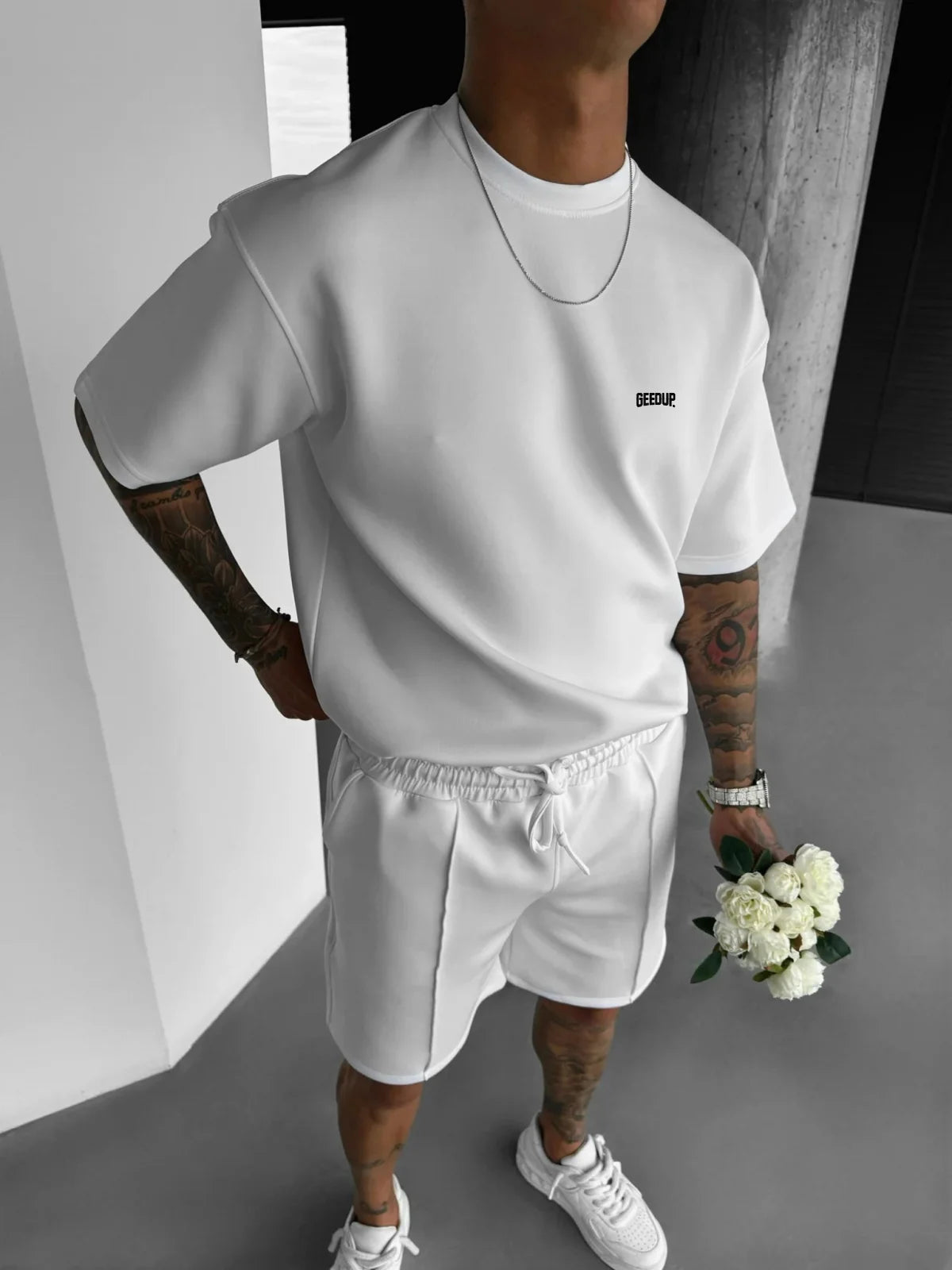 Men 2025 summer fashion sports design sense simple casual solid color quick drying short-sleeved T-shirt trend clothes