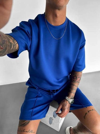 Men 2025 summer fashion sports design sense simple casual solid color quick drying short-sleeved T-shirt trend clothes
