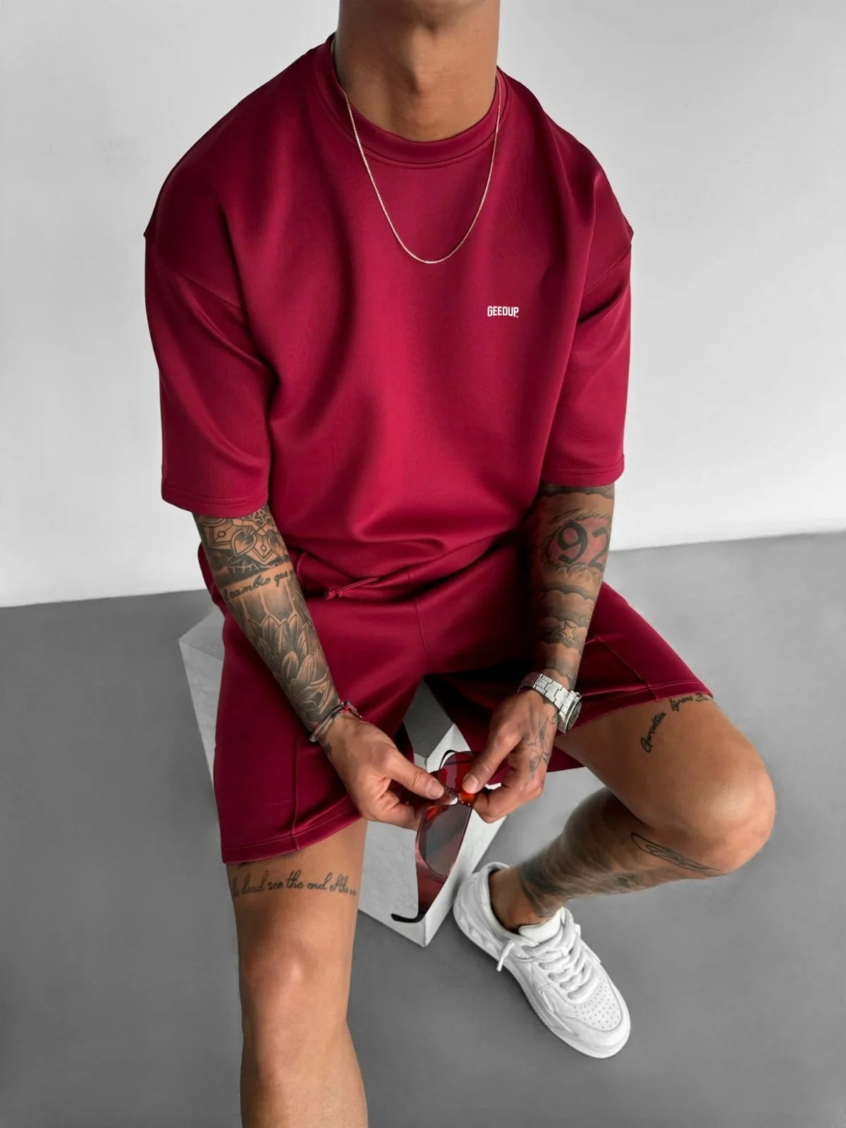 Men 2025 summer fashion sports design sense simple casual solid color quick drying short-sleeved T-shirt trend clothes