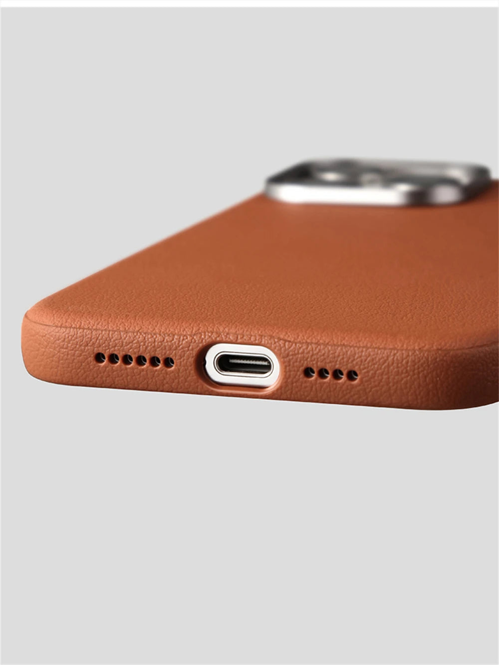 Luxury Alloy Lens Frame Business PU Leather Case For iPhone 17 16 Pro Max 15 14 Pro For Magsafe Magnetic Wireless Charge Cover