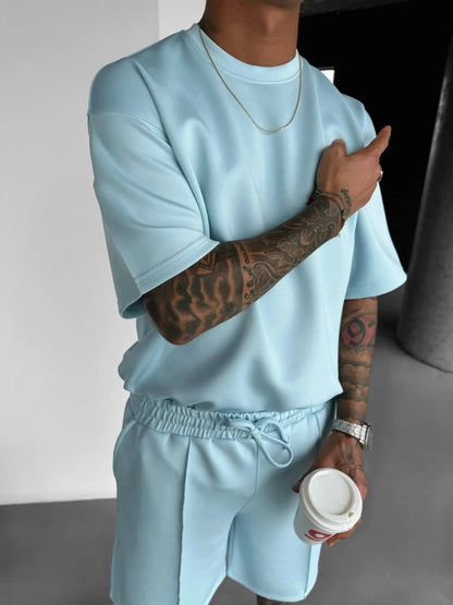 Men 2025 summer fashion sports design sense simple casual solid color quick drying short-sleeved T-shirt trend clothes