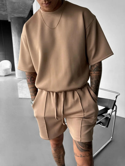 Men 2025 summer fashion sports design sense simple casual solid color quick drying short-sleeved T-shirt trend clothes