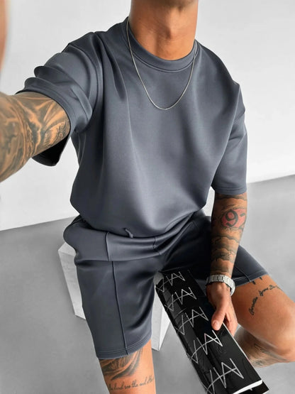 Men 2025 summer fashion sports design sense simple casual solid color quick drying short-sleeved T-shirt trend clothes