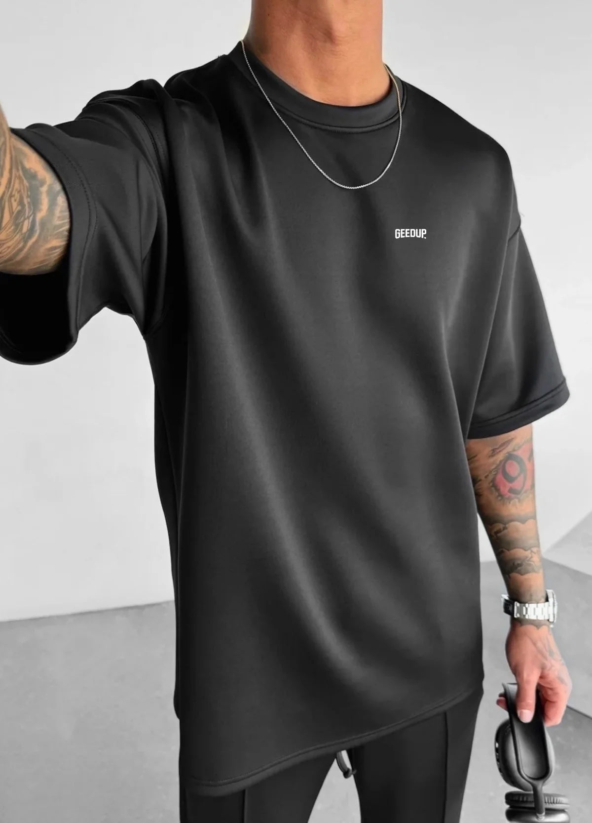 Men 2025 summer fashion sports design sense simple casual solid color quick drying short-sleeved T-shirt trend clothes