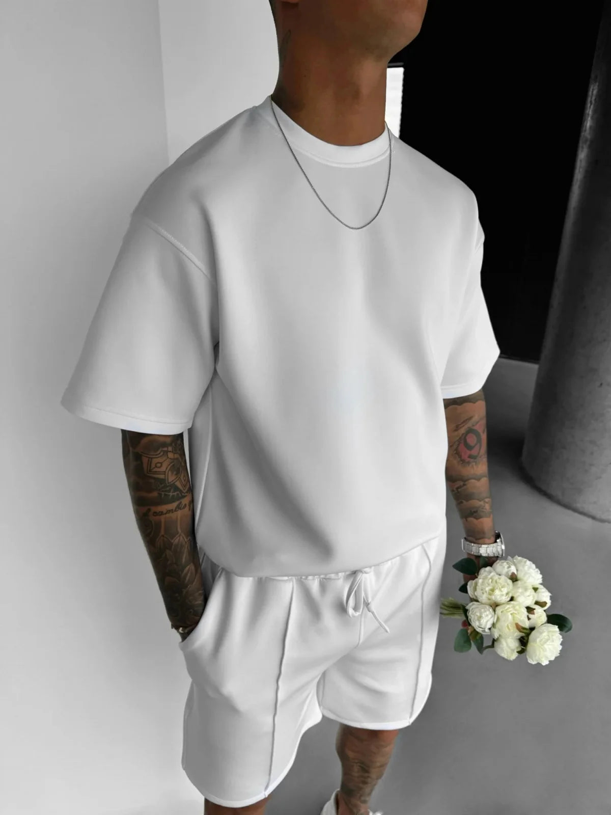 Men 2025 summer fashion sports design sense simple casual solid color quick drying short-sleeved T-shirt trend clothes